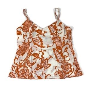 Bass Womens Sleeveless Blouse White Orange Large